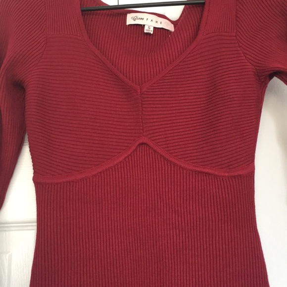 CRAVE FAME Juniors Red Ribbed Sheath Sweater Dress S - Picture 3 of 7